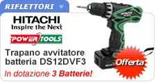 Trapano avvitatore 3 batterie Hitachi DS12DVF3 Trapano Hitachi