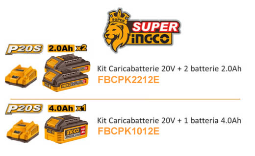 Kit caricabatterie 20V e batterie Ingco